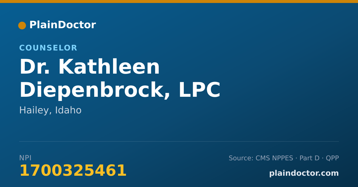 Shareable card for Kathleen Diepenbrock, LPC - Counselor, Hailey, ID