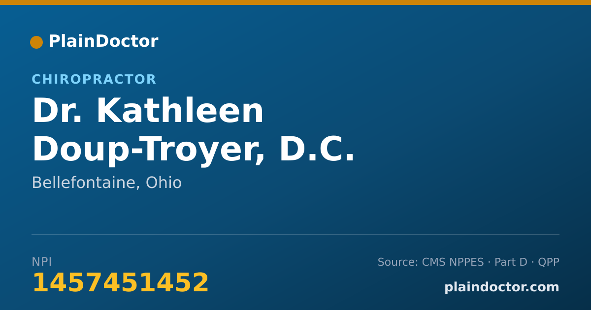 Shareable card for Kathleen Doup-Troyer, D.C. - Chiropractor, Bellefontaine, OH