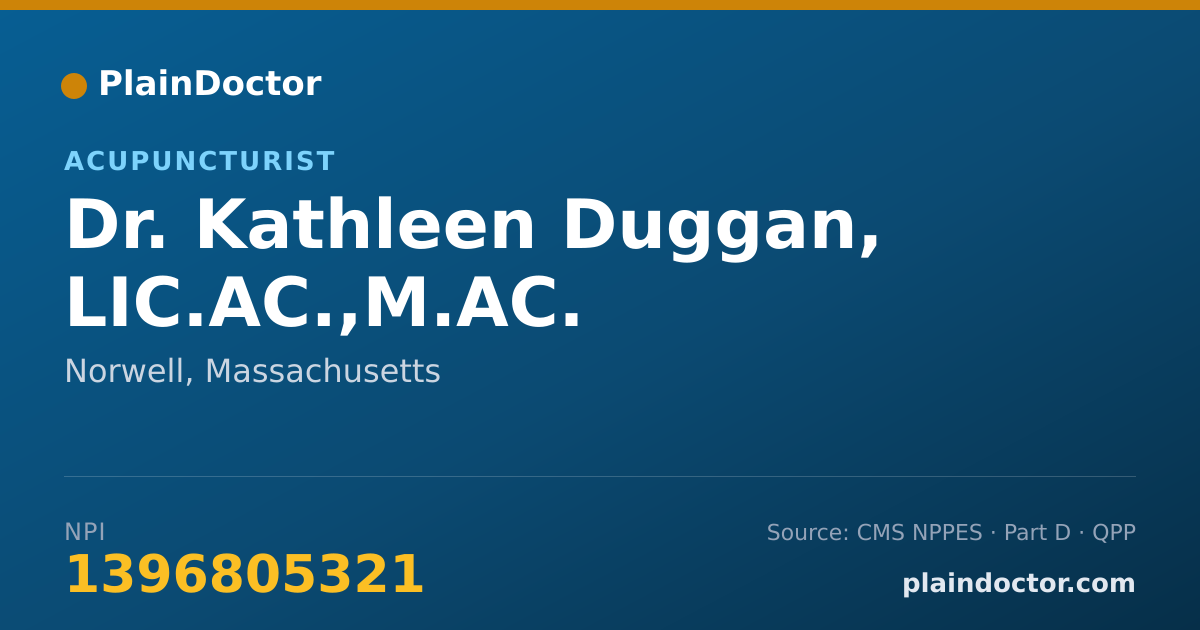 Shareable card for Kathleen Duggan, LIC.AC.,M.AC. - Acupuncturist, Norwell, MA