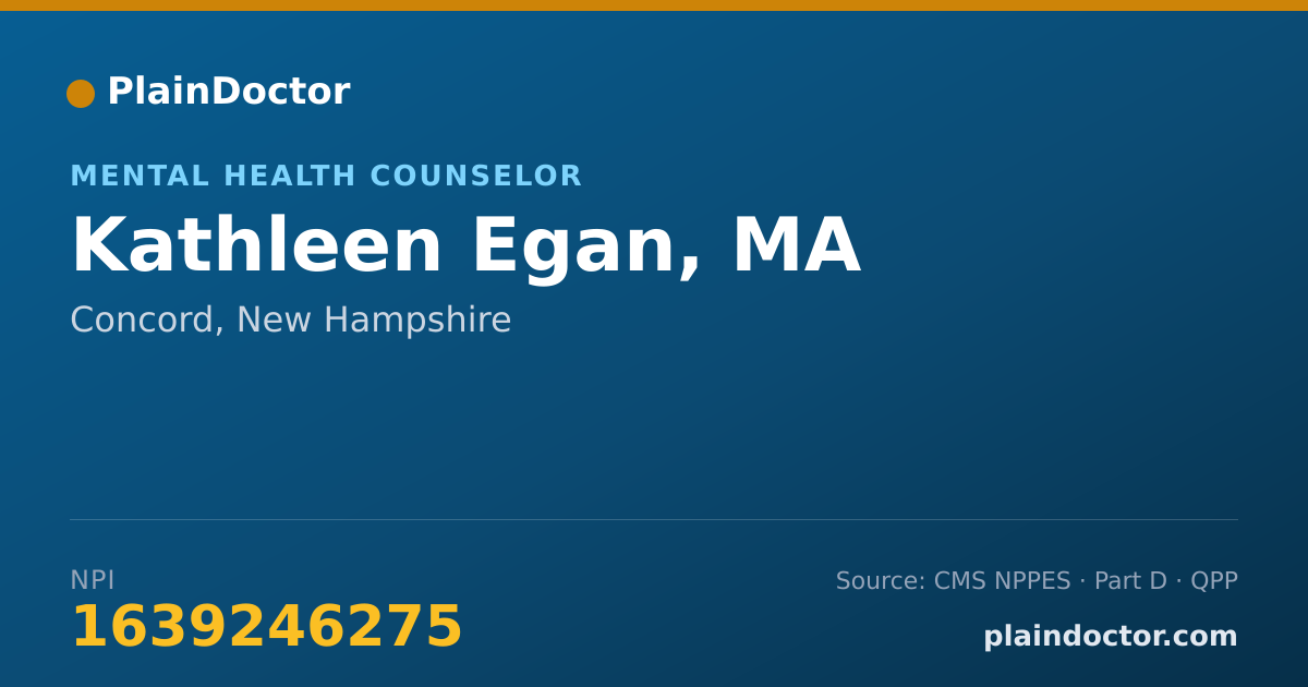 Shareable card for Kathleen Egan, MA - Mental Health Counselor, Concord, NH