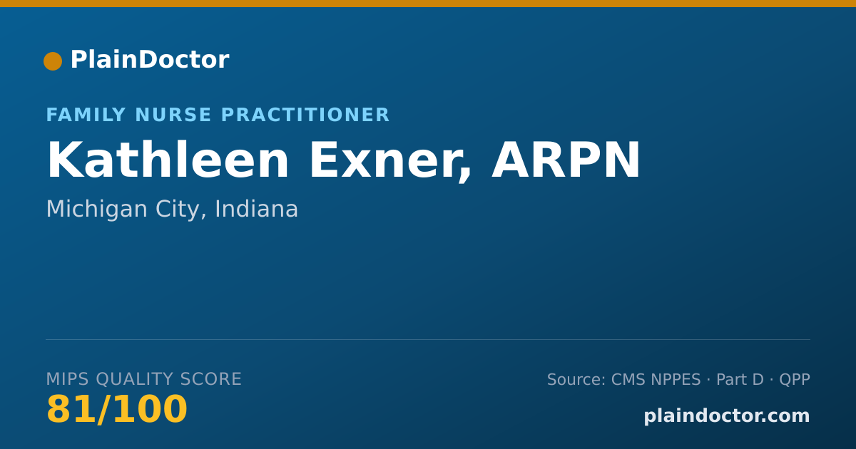 Shareable card for Kathleen Exner, ARPN - Family Nurse Practitioner, Michigan City, IN