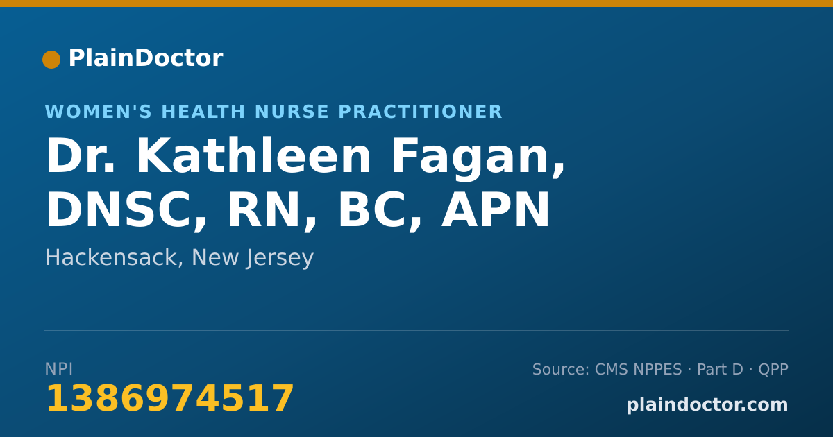 Shareable card for Kathleen Fagan, DNSC, RN, BC, APN - Women's Health Nurse Practitioner, Hackensack, NJ