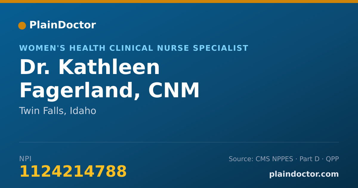 Shareable card for Kathleen Fagerland, CNM - Women's Health Clinical Nurse Specialist, Twin Falls, ID