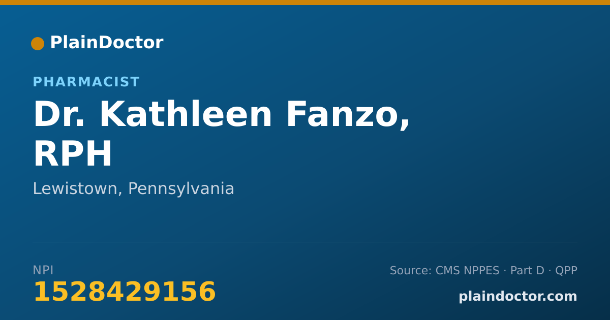 Shareable card for Kathleen Fanzo, RPH - Pharmacist, Lewistown, PA