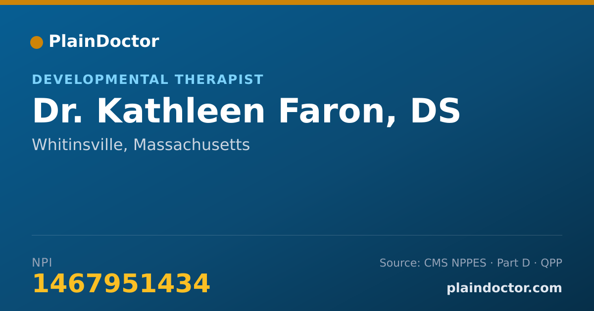 Shareable card for Kathleen Faron, DS - Developmental Therapist, Whitinsville, MA
