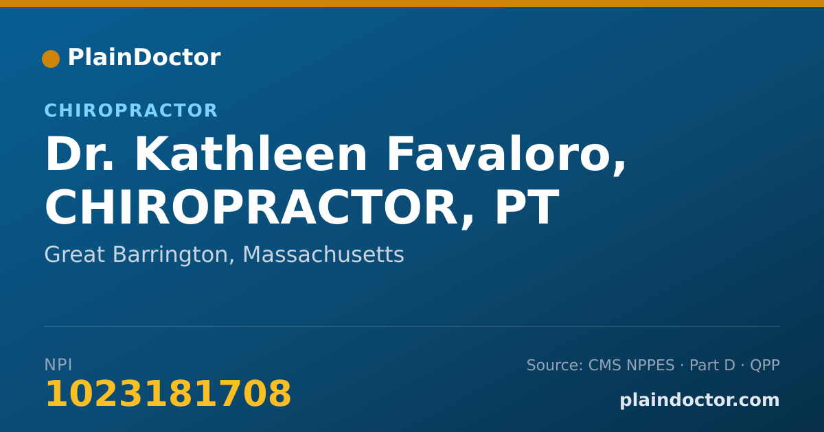 Shareable card for Kathleen Favaloro, CHIROPRACTOR, PT - Chiropractor, Great Barrington, MA