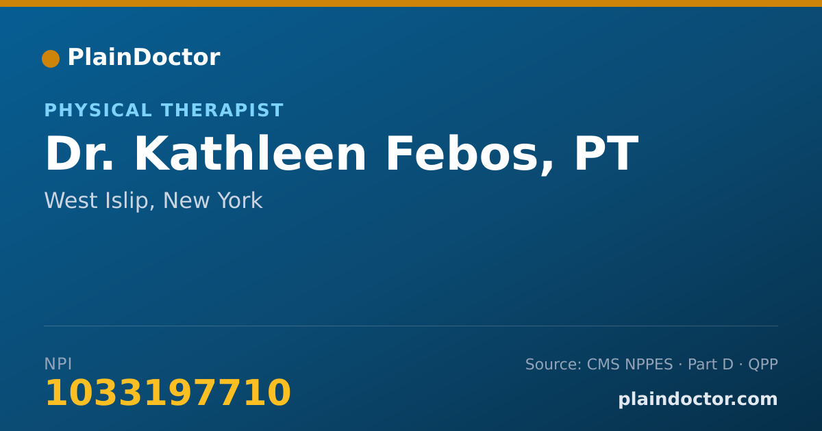 Shareable card for Kathleen Febos, PT - Physical Therapist, West Islip, NY
