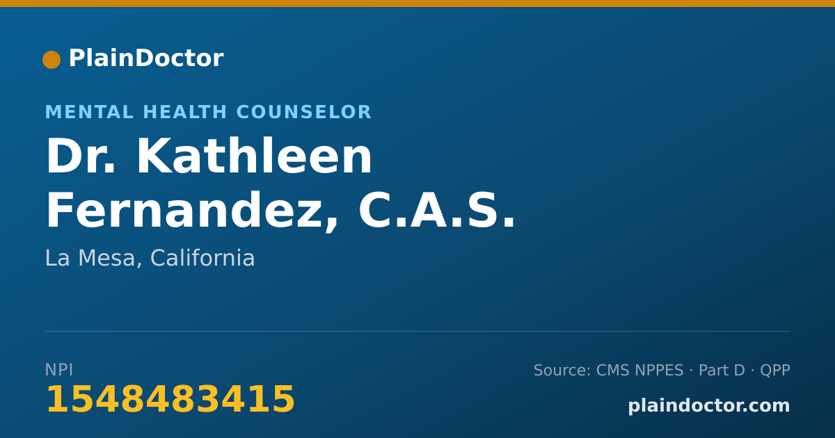 Shareable card for Kathleen Fernandez, C.A.S. - Mental Health Counselor, La Mesa, CA