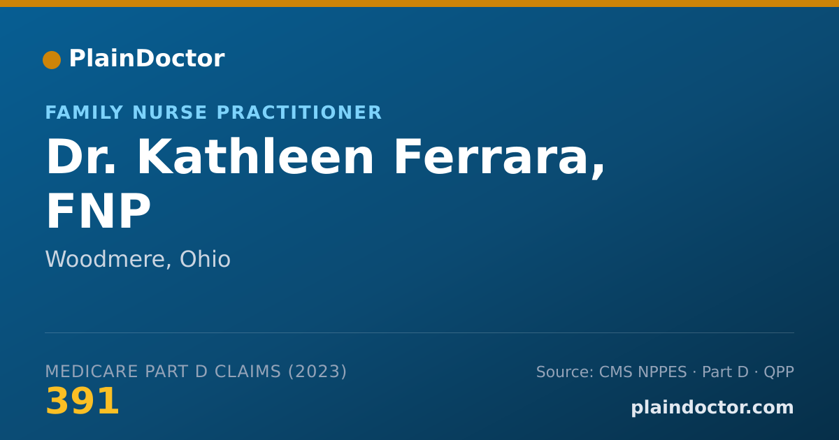 Shareable card for Kathleen Ferrara, FNP - Family Nurse Practitioner, Woodmere, OH