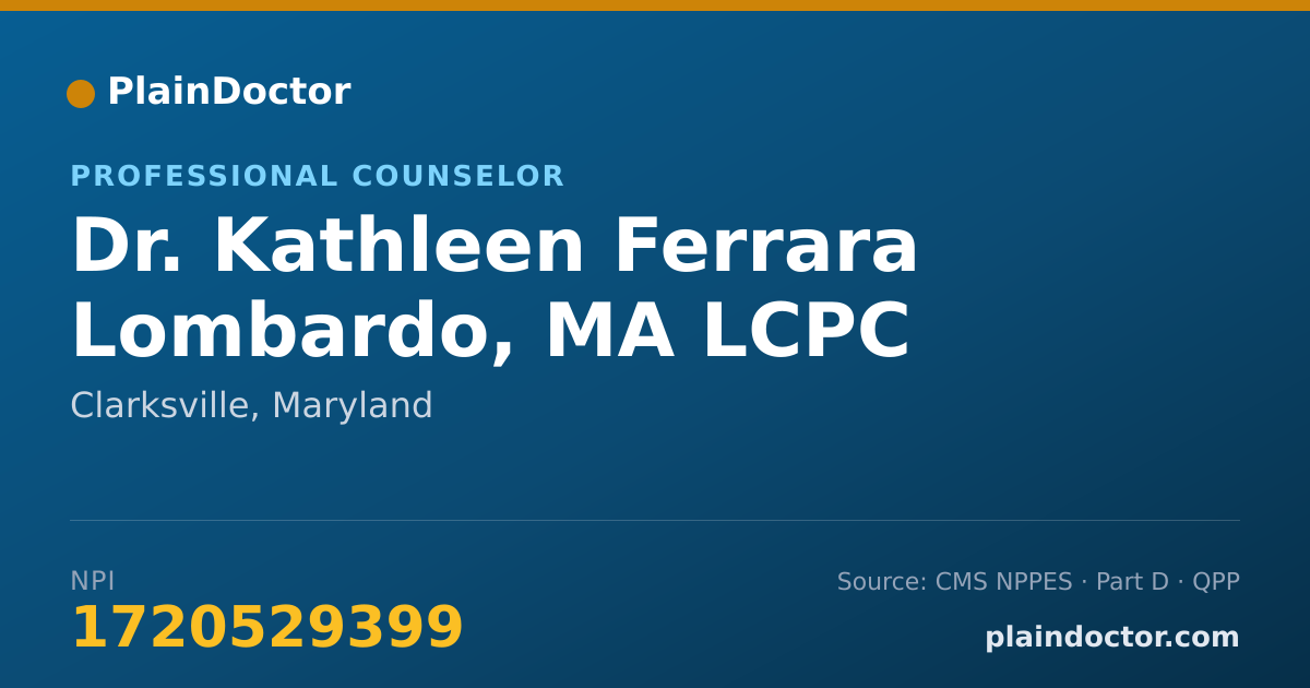 Shareable card for Kathleen Ferrara Lombardo, MA LCPC - Professional Counselor, Clarksville, MD