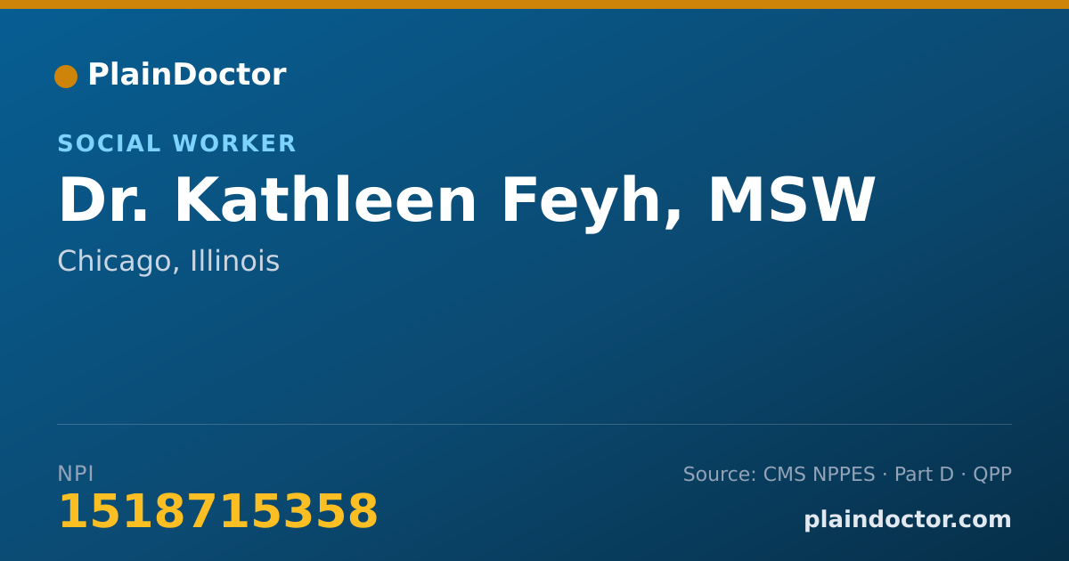 Shareable card for Kathleen Feyh, MSW - Social Worker, Chicago, IL