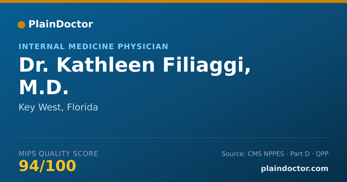 Shareable card for Kathleen Filiaggi, M.D. - Internal Medicine Physician, Key West, FL