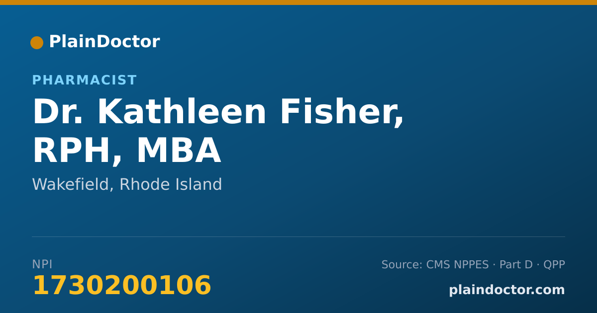 Shareable card for Kathleen Fisher, RPH, MBA - Pharmacist, Wakefield, RI