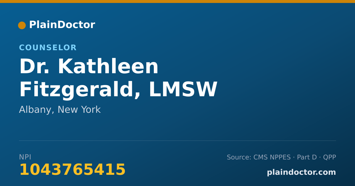 Shareable card for Kathleen Fitzgerald, LMSW - Counselor, Albany, NY
