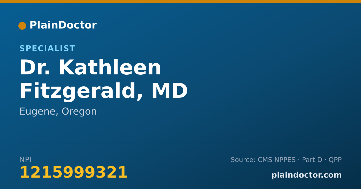 Shareable card for Kathleen Fitzgerald, MD - Specialist, Eugene, OR