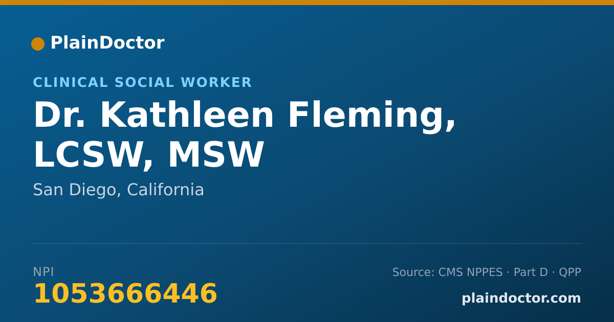 Shareable card for Kathleen Fleming, LCSW, MSW - Clinical Social Worker, San Diego, CA