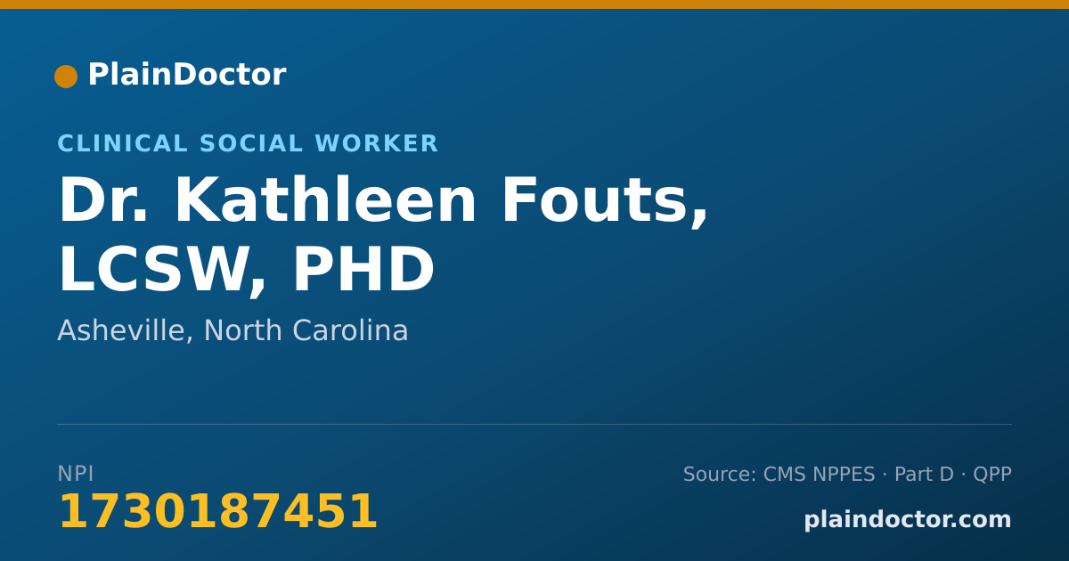 Shareable card for Kathleen Fouts, LCSW, PHD - Clinical Social Worker, Asheville, NC