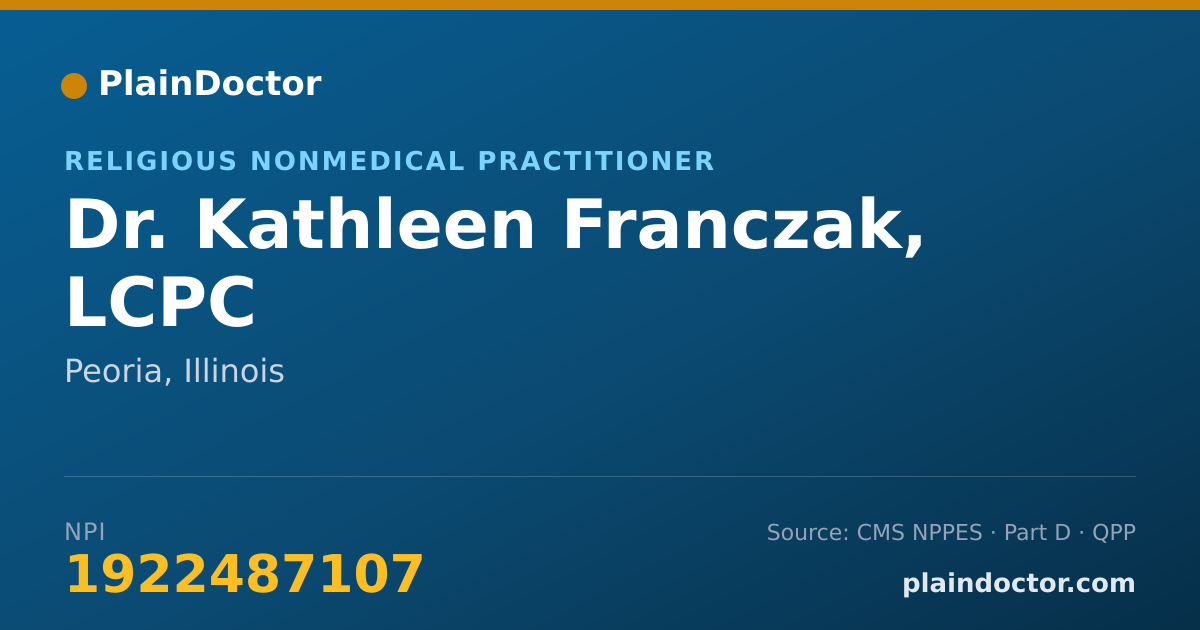 Shareable card for Kathleen Franczak, LCPC - Religious Nonmedical Practitioner, Peoria, IL