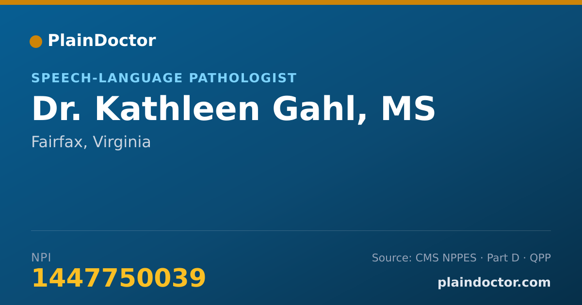 Shareable card for Kathleen Gahl, MS - Speech-Language Pathologist, Fairfax, VA