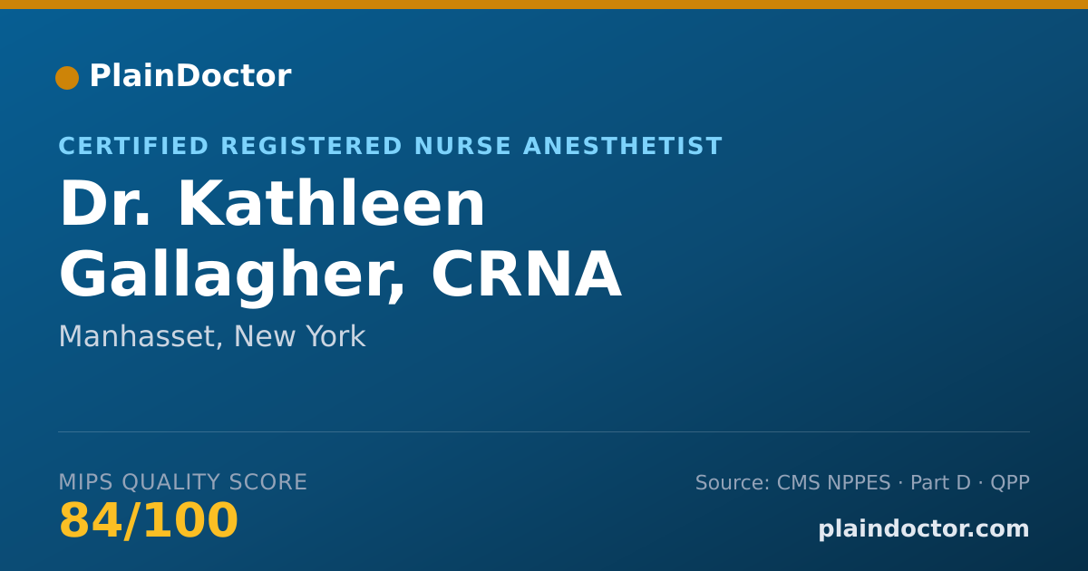 Shareable card for Kathleen Gallagher, CRNA - Certified Registered Nurse Anesthetist, Manhasset, NY