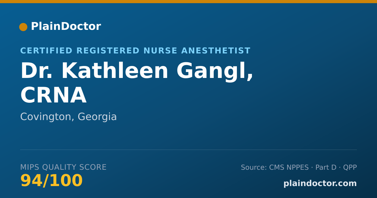 Shareable card for Kathleen Gangl, CRNA - Certified Registered Nurse Anesthetist, Covington, GA