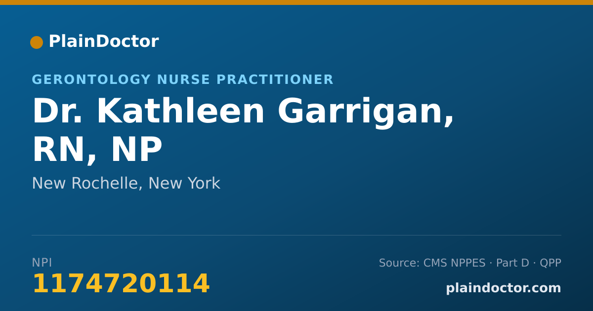 Shareable card for Kathleen Garrigan, RN, NP - Gerontology Nurse Practitioner, New Rochelle, NY