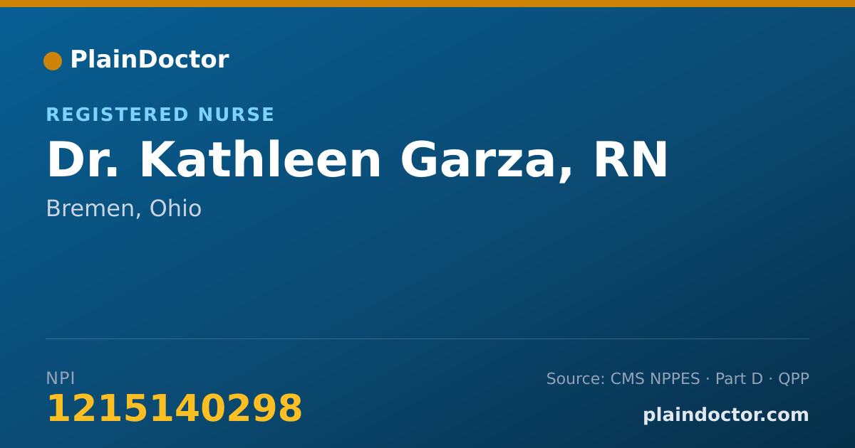 Shareable card for Kathleen Garza, RN - Registered Nurse, Bremen, OH