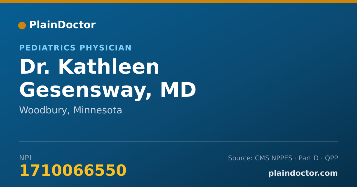 Shareable card for Kathleen Gesensway, MD - Pediatrics Physician, Woodbury, MN