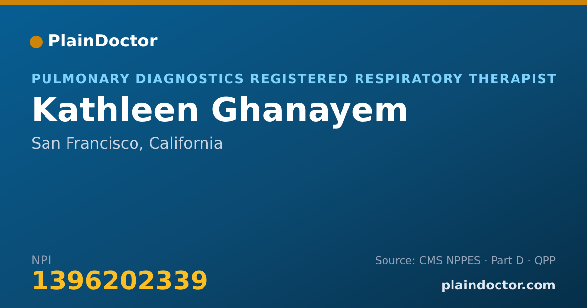 Shareable card for Kathleen Ghanayem - Pulmonary Diagnostics Registered Respiratory Therapist, San Francisco, CA