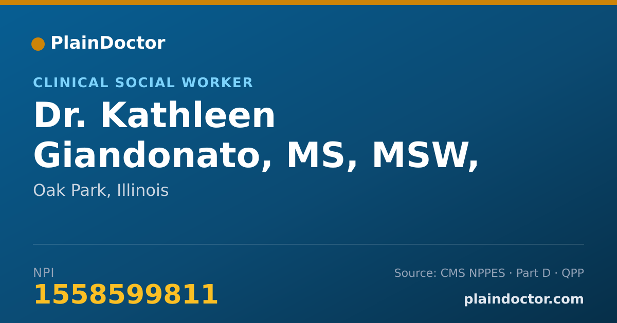 Shareable card for Kathleen Giandonato, MS, MSW, LCSW - Clinical Social Worker, Oak Park, IL