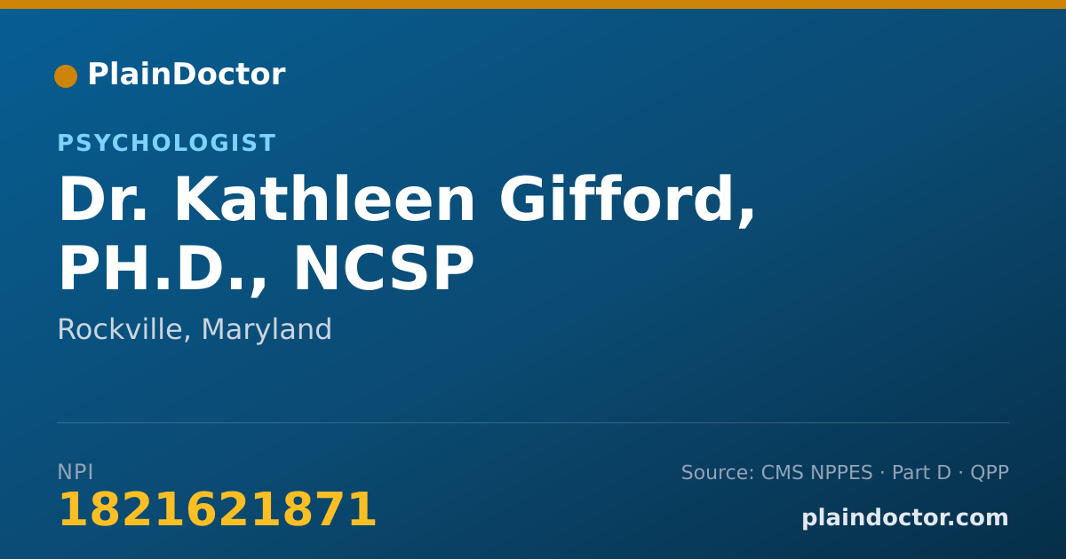 Shareable card for Kathleen Gifford, PH.D., NCSP - Psychologist, Rockville, MD