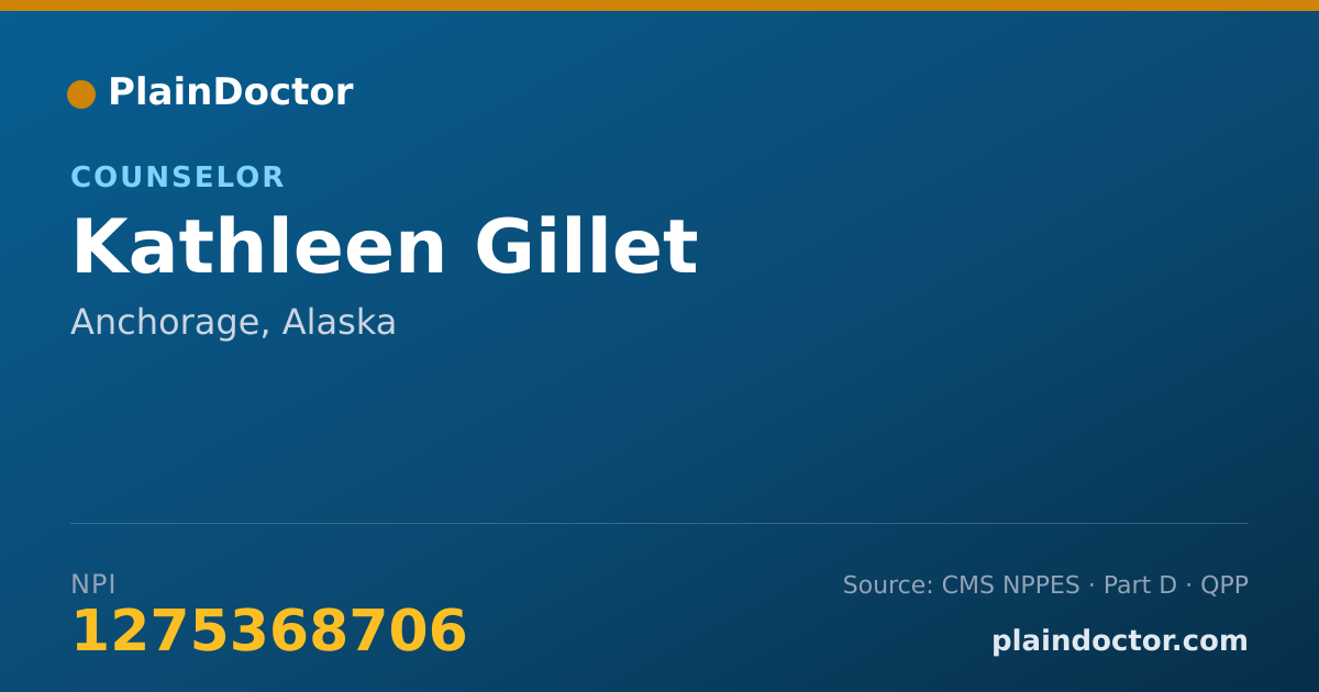 Shareable card for Kathleen Gillet - Counselor, Anchorage, AK