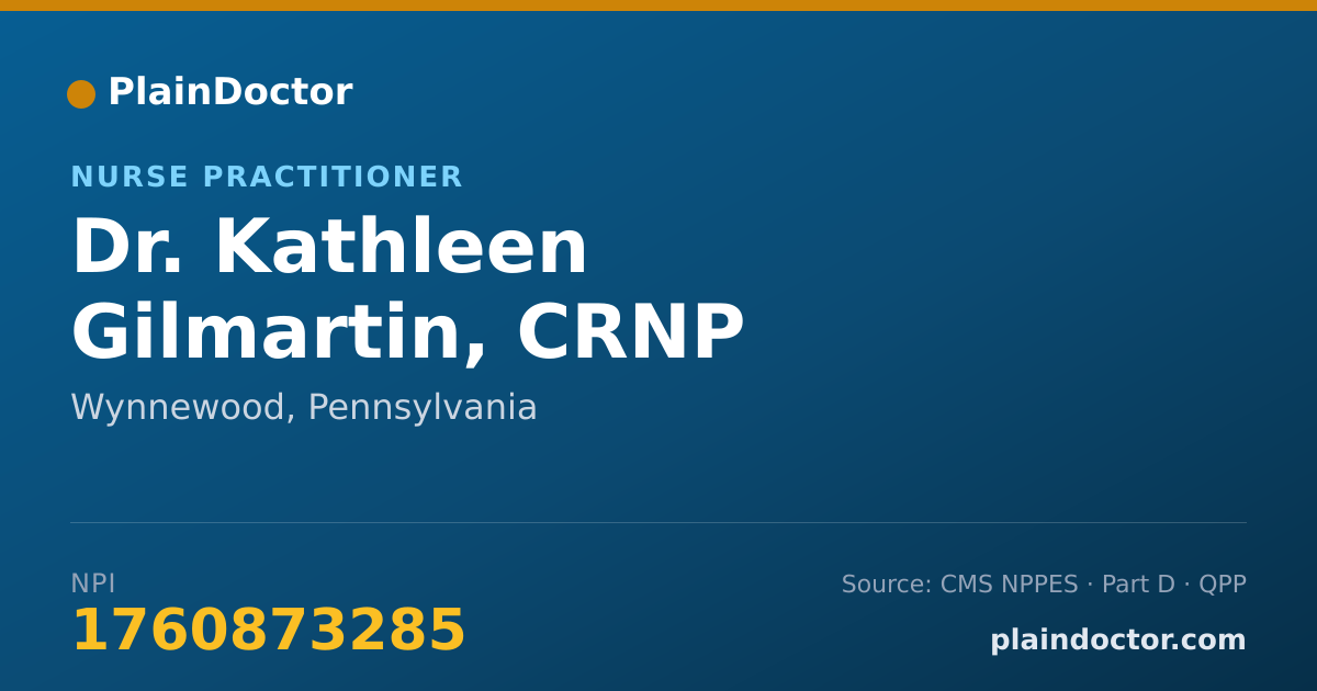 Shareable card for Kathleen Gilmartin, CRNP - Nurse Practitioner, Wynnewood, PA