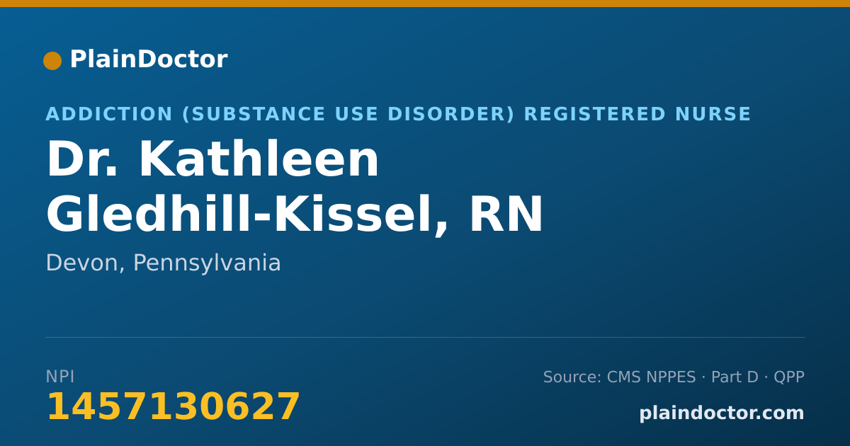 Shareable card for Kathleen Gledhill-Kissel, RN - Addiction (Substance Use Disorder) Registered Nurse, Devon, PA