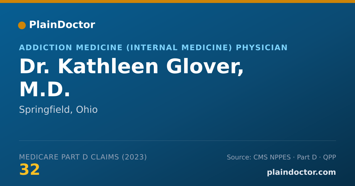 Shareable card for Kathleen Glover, M.D. - Addiction Medicine (Internal Medicine) Physician, Springfield, OH