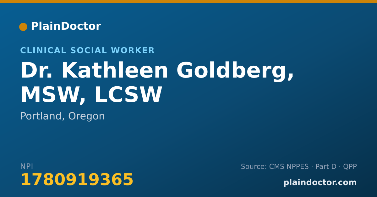 Shareable card for Kathleen Goldberg, MSW, LCSW - Clinical Social Worker, Portland, OR
