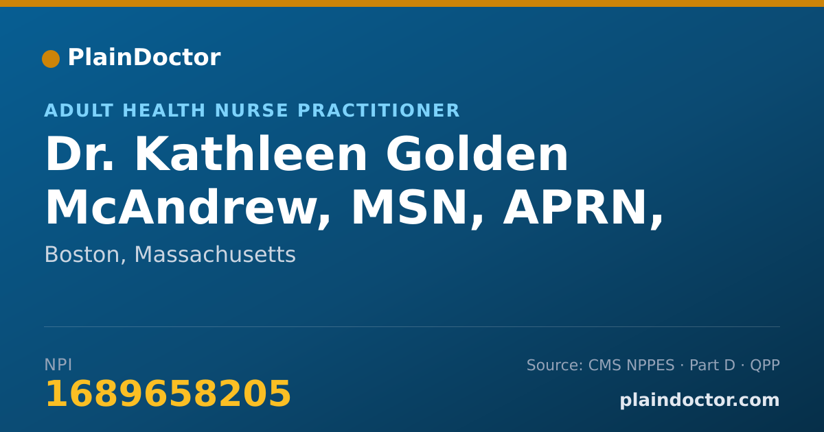 Shareable card for Kathleen Golden McAndrew, MSN, APRN, BC, ANP - Adult Health Nurse Practitioner, Boston, MA