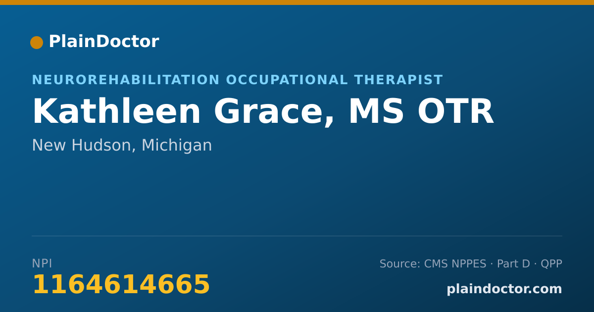 Shareable card for Kathleen Grace, MS OTR - Neurorehabilitation Occupational Therapist, New Hudson, MI