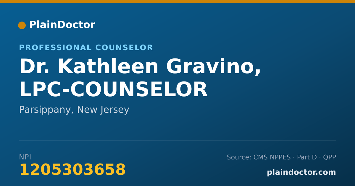 Shareable card for Kathleen Gravino, LPC-COUNSELOR - Professional Counselor, Parsippany, NJ