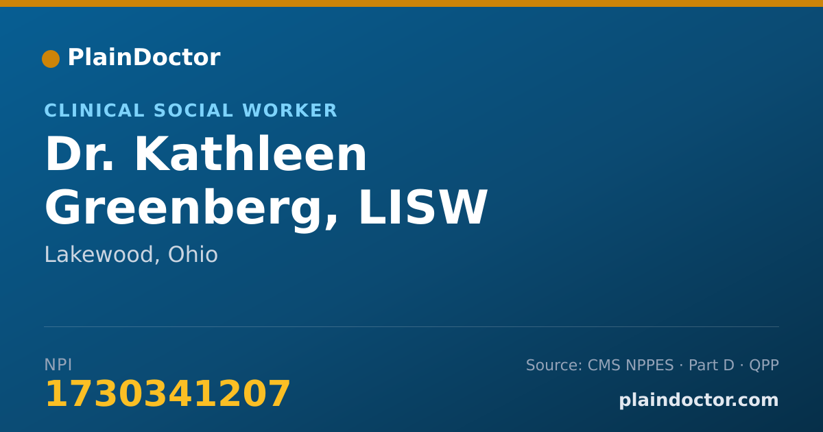 Shareable card for Kathleen Greenberg, LISW - Clinical Social Worker, Lakewood, OH