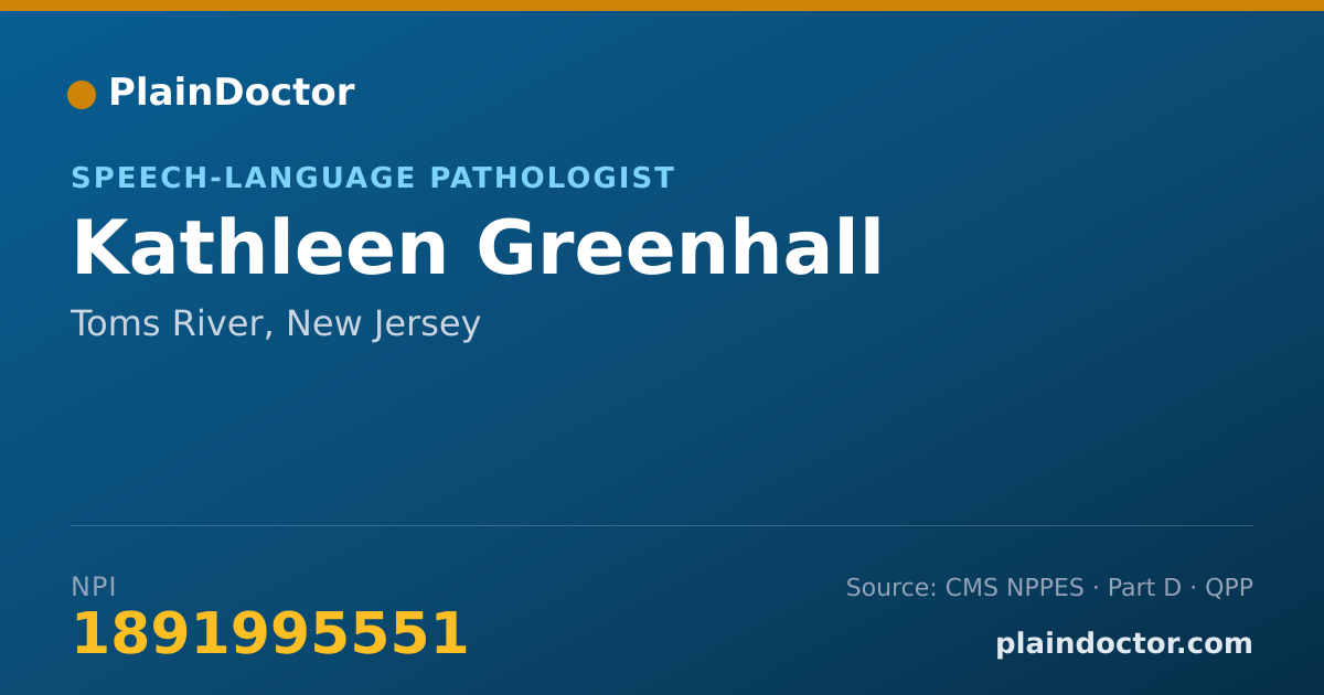 Shareable card for Kathleen Greenhall - Speech-Language Pathologist, Toms River, NJ