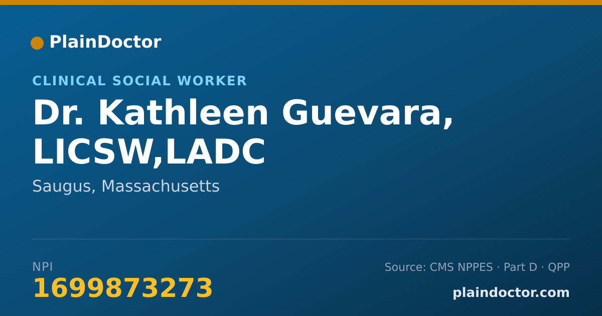 Shareable card for Kathleen Guevara, LICSW,LADC - Clinical Social Worker, Saugus, MA