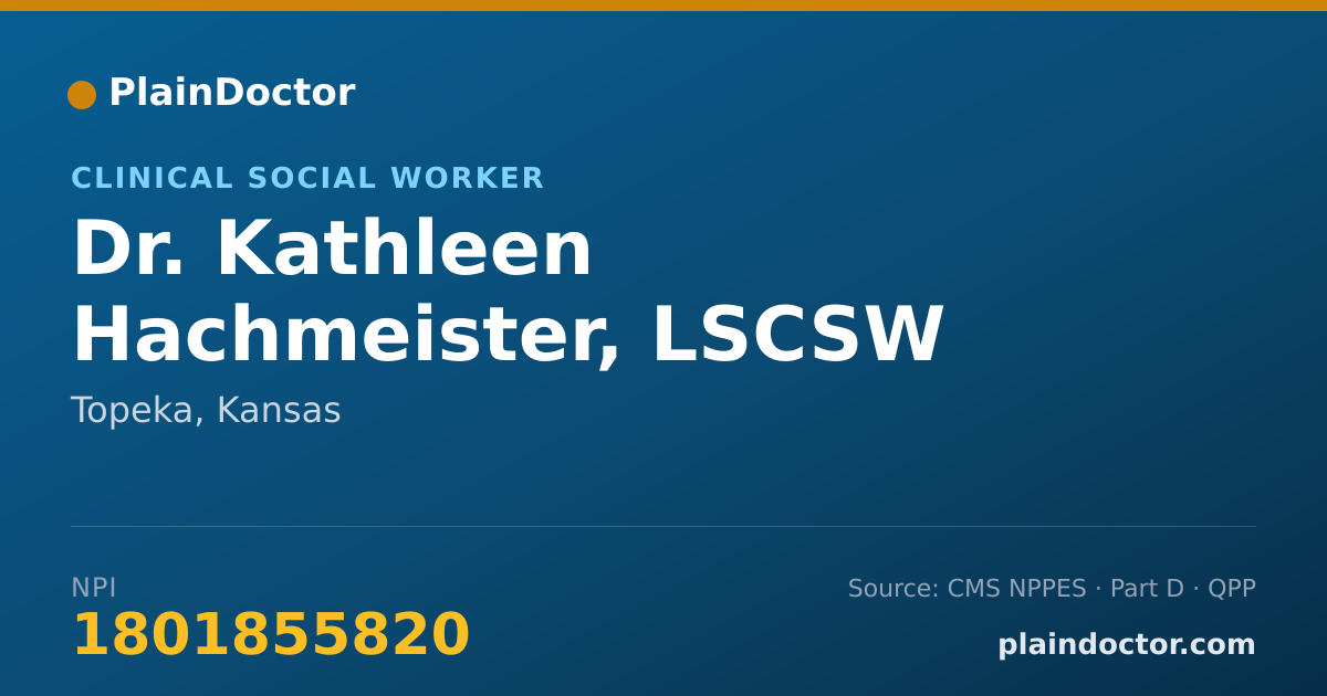 Shareable card for Kathleen Hachmeister, LSCSW - Clinical Social Worker, Topeka, KS