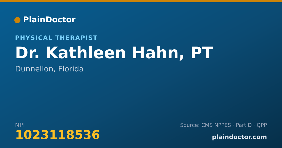 Shareable card for Kathleen Hahn, PT - Physical Therapist, Dunnellon, FL