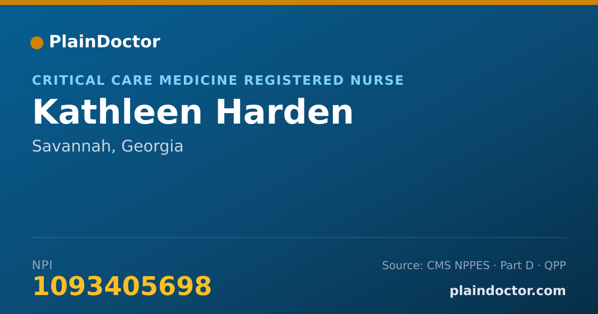 Shareable card for Kathleen Harden - Critical Care Medicine Registered Nurse, Savannah, GA