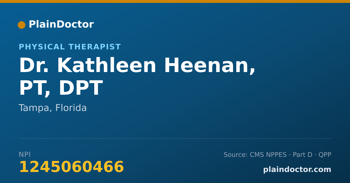 Shareable card for Kathleen Heenan, PT, DPT - Physical Therapist, Tampa, FL