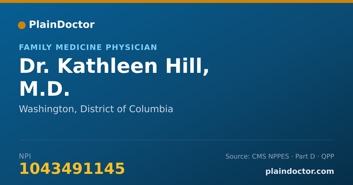 Shareable card for Kathleen Hill, M.D. - Family Medicine Physician, Washington, DC