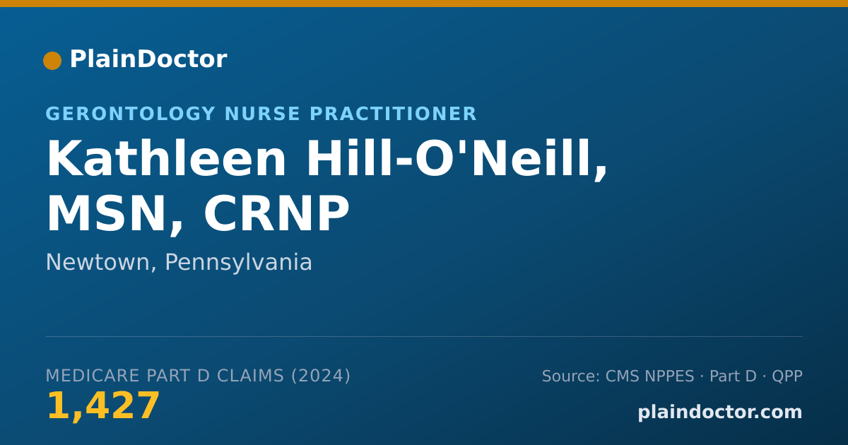 Shareable card for Kathleen Hill-O'Neill, MSN, CRNP - Gerontology Nurse Practitioner, Newtown, PA