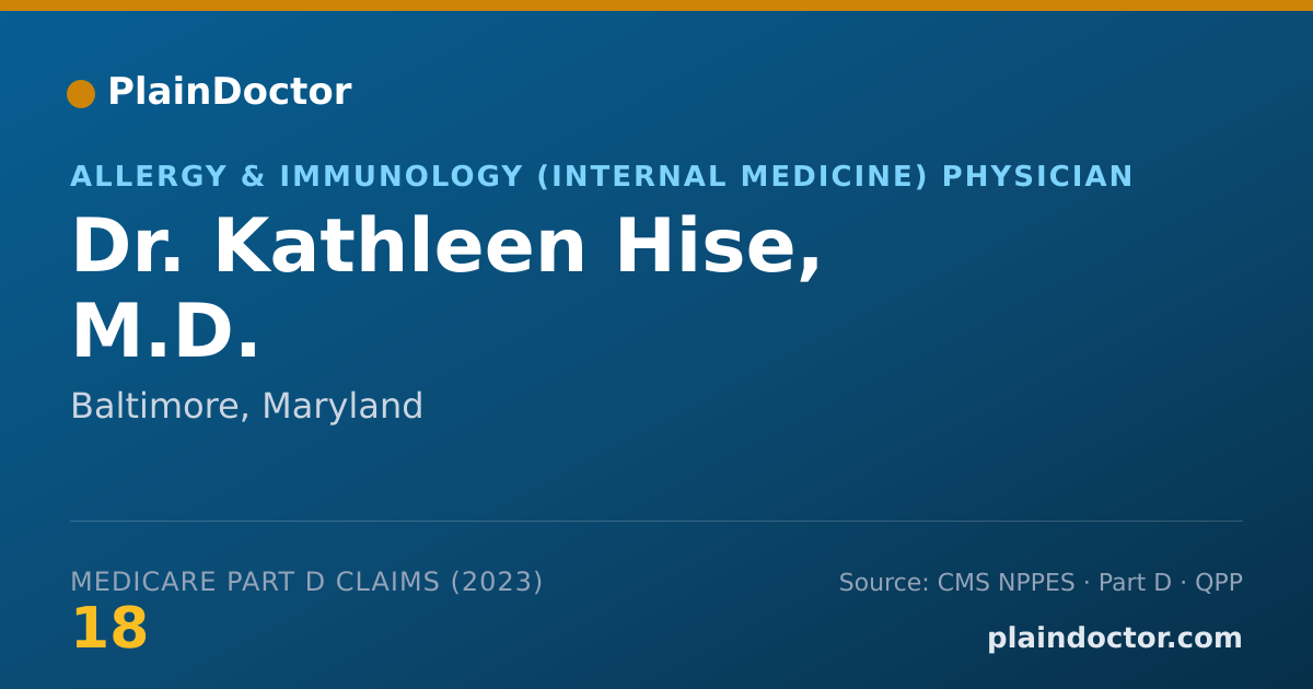 Shareable card for Kathleen Hise, M.D. - Allergy & Immunology (Internal Medicine) Physician, Baltimore, MD
