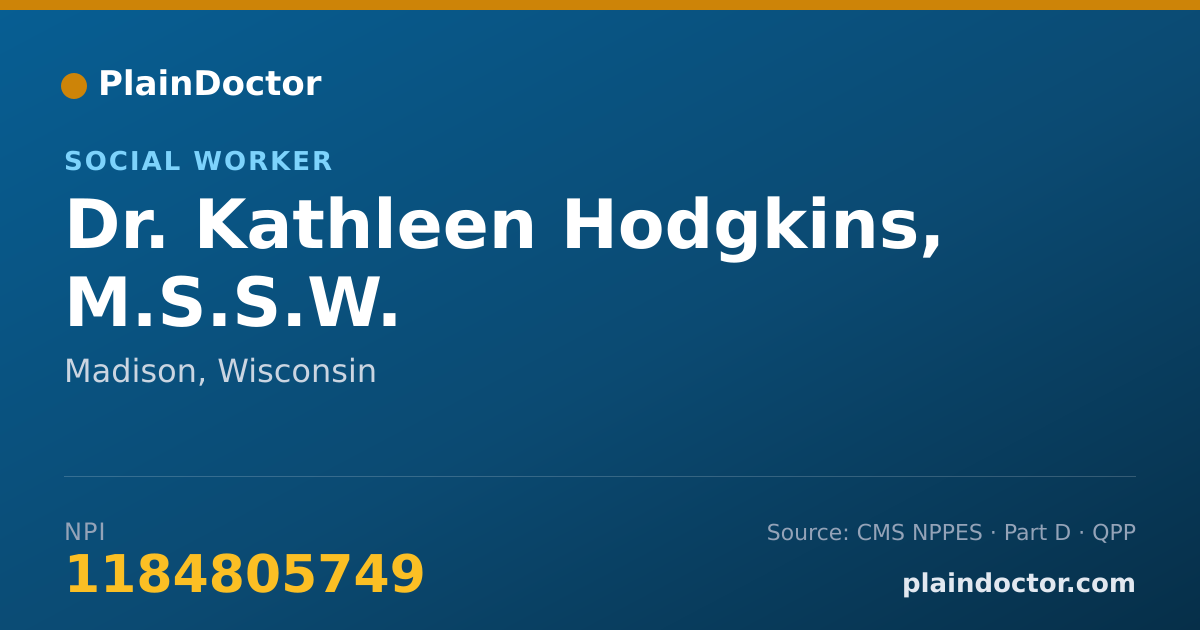 Shareable card for Kathleen Hodgkins, M.S.S.W. - Social Worker, Madison, WI